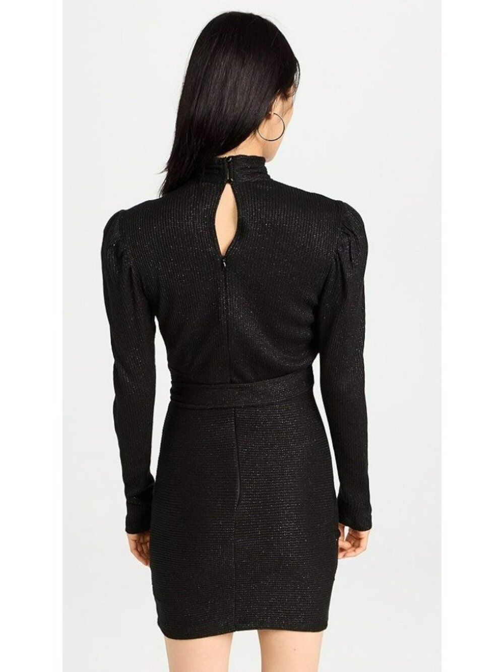 Sabina Musayev $289 Black Metallic Ruched Dress Long Sleeve Goth Whimsigoth - Picture 4 of 16